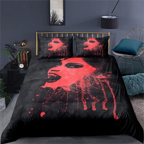 Hot Sale Nightmare 3D Bedding Set Creepy Zombie Evil Vampire Mouth With Blood Duvet Cover Single Twin Queen King Comforter Cover