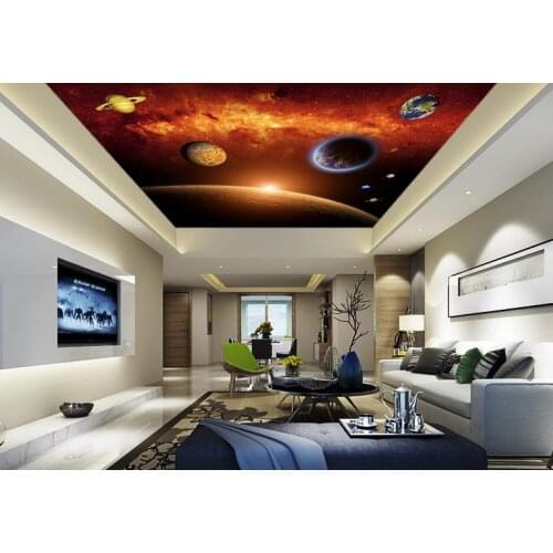 Customize 3d luxury ceiling wallpaper Space Planet wallpapers for living room modern sky ceiling wallpaper