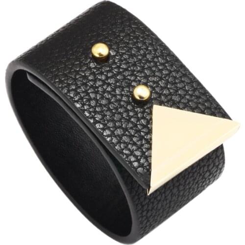 Kirykle Women Bangle Charms Crack Big Leather Bracelet for Women Simple Wide Bracelet Multicolor Fashion Wristband Jewelry Gift