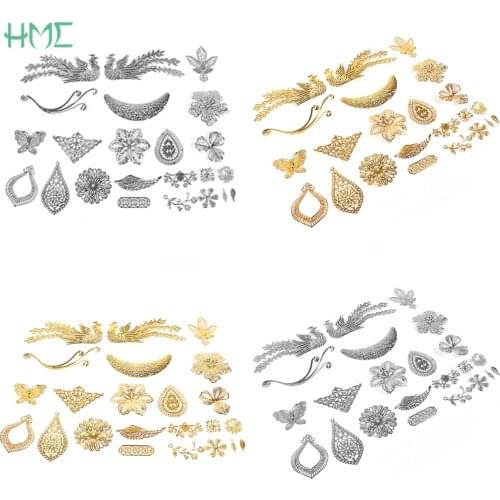 Butterfly Flower Leaf Filigree Iron Crafts Connectors For Jewelry Making Findings DIY Earring Bracelet Charms Pendant Handmade