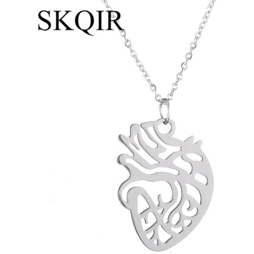 Creative Choker Medical Heart Pendant Nurse Doctor Cure Anatomy Physica Stainless Steel Chain Collier Femme 2019 Fashion Jewelry