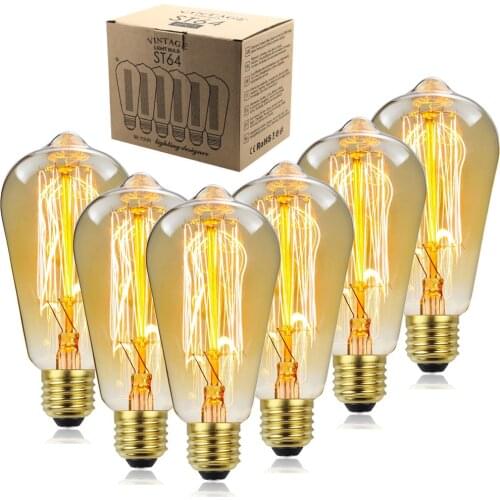 Retro Edison Light Bulb E26 E27 110V 220V 60W ST64 Filament Incandescent Ampoule Bulbs Vintage Edison Lamp Home Decoration