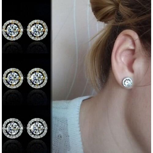 LNRRABC Korean Drop Shipping; Girls High Crystal 1Pair New Women Wedding Zircon Allergy Free Earrings Hot Sale 3Colors Gifts