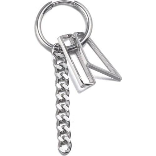 Fashion Geometric Rectangle Dangle Earrings for Men Woman Chain Link Stainless Steel Earrings Punk Male Jewelry