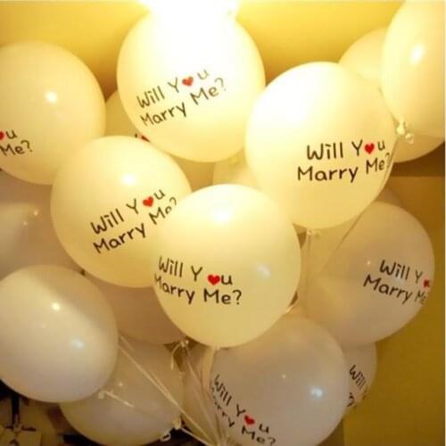 Set of 10pcs White Wedding Balloons, 'Will You Marry Me' Balloons for Wedding Proposal Decors