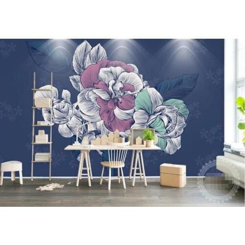 XUE SU Wall covering custom wallpaper hand-painted flowers idyllic background wall a variety of materials are available