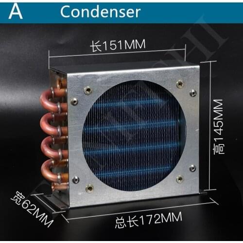 Small With Shell Condenser Radiator Refrigerator Freezer Air Cooled Water Cooled fan Aluminum Fin Copper Tube Heat Exchanger