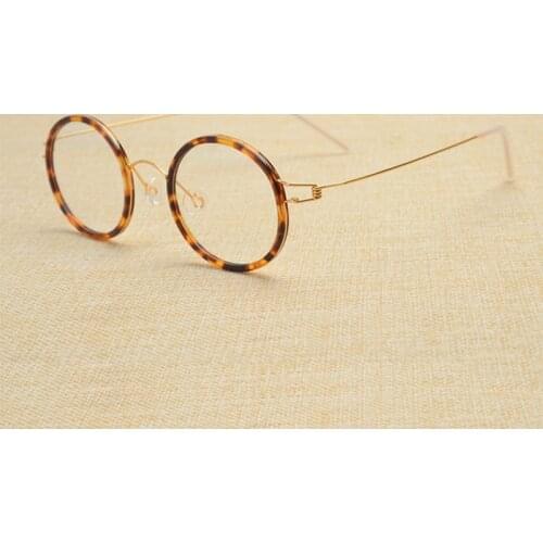 Handmade Vintage ultra-light Titanium alloy round glasses frame men and women models myopia nail-free retro optical glasses