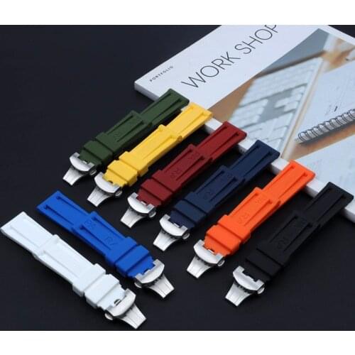 Soft Nature Silicone 24mm Watchband Bracelet For Panerai Strap For PAM389/111/441 Waterproof Watch Accessories Watch Band