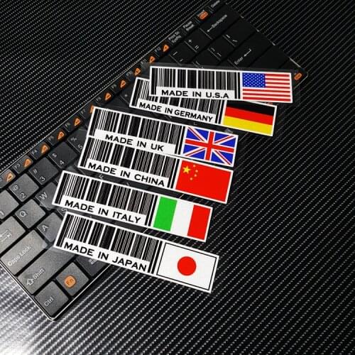Made in Italy China Germany USA Japan bar code stickers funny vinyl flag motorcycle sticker racing helmet decals car