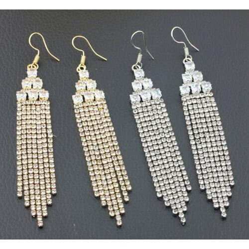 Long personality tassel earrings 2021 new trendy Japanese and Korean rhinestone ear hooks simple design temperament earrings