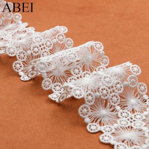 2yards/lot 7.5cm Quality milk silk Lace Ribbon for Wedding Party Dress Embellishment DIY Sew Lace Fabric Trims Garments Ornament