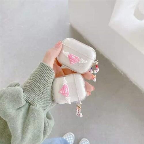 Cute Flowers Key Chain for Airpod Pro Cover Soft Glitter Clear Tpu Wireless Bluetooth Protection for Airpodd 12 Cases Coque Back