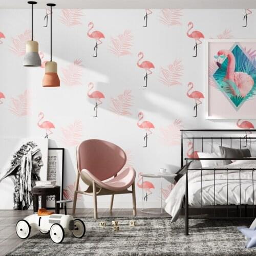 Nordic Pink Flamingo Wall Paper Home Decor Ins Wallpapers For Bedroom Living Room Walls Paper Housemapa Del Mundo Para Pared