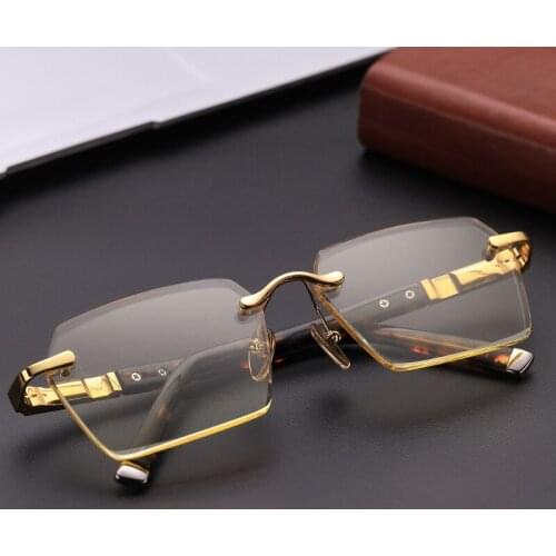 Acetat Vintage Rimless Sunglasses Men Crystal Round Glasses Women Retro Yellow Green Lens Eyeglasses Man Goggles Oculos Eyewear