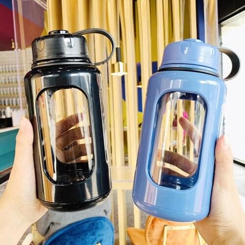 680ml/880ml Hot Selling Sport Style Glass Sport Water Bottle With Protective Case Outdoor Bike tourism Bottles High Quality