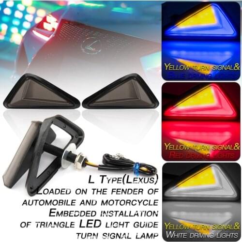 2Pcs Motorcycle Flush Mount Triangle Turn Signal Light Amber White LED Indicator Lamp DRL Blinker For BMW Honda Yamaha Suzuki