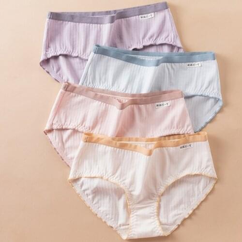 Wasteheart New Women Fashion Green Blue Purple Cotton Mid Waist Panties Underwear Lingerie Briefs Underpants Briefs M L XL