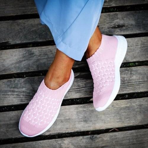 Spring Breath Mesh Sneakers Women Flat Heel Weave Solid Light Weight Casual Fashion Sock Shoes Ladies Female Running Training