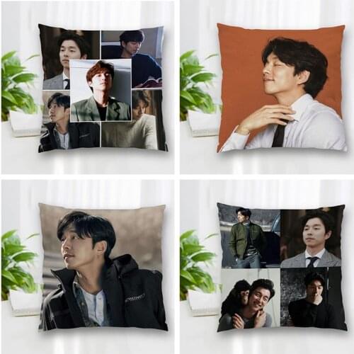 High Quality Custom Gong Yoo Square Pillowcase Zippered Bedroom Home Pillow Cover Case 20X20cm 35X35cm 40x40cm