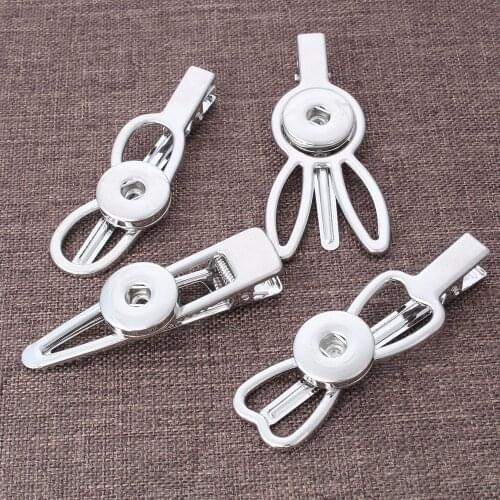 New Snap Jewelry Snap Button Hair Clip for Women Girl Fit 18mm Metal Charms Button Snaps DIY Tie Clips Jewelry