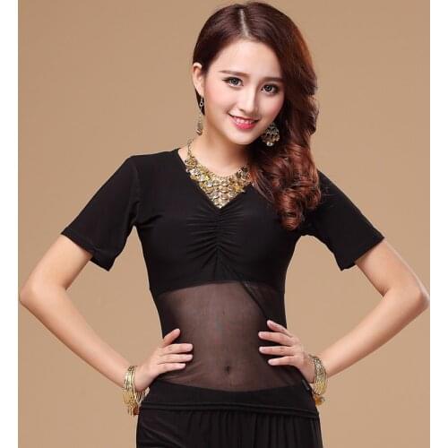Belly dance costume gauze crystal cotton short sleeves belly dance jacket for women belly dance exercise top 9kinds of colors