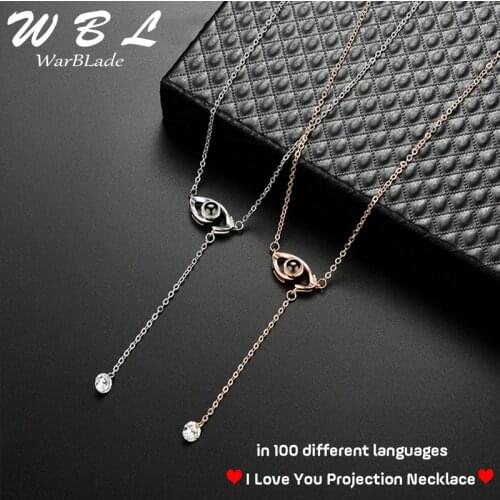 I love you Projection 100 languages Pendant Necklace Women Gold Silver Evil eye Necklace Romantic Love Memory Wedding Necklace