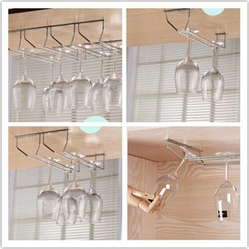 1 Pcs 1-5 Rows Stainless Steel Wall Mount Stemware Wine Glass Hanging Rack Holder Shelf