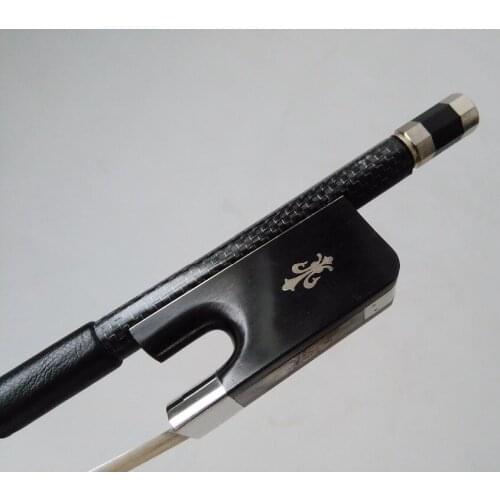 1 PC Silver wire inlay 4/4 Double bass bow Quality Bass bow white hair