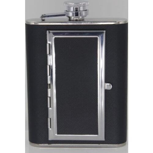 100PCS Hip Flask with Built-in Cigarette Case Stainless Steel wine pot Alcohol Flagon Shipping for DHL UPS TNT