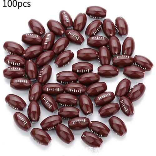 100Pcs Brown Rugby Beads American Football Sports Spacer Beads Jewelry Making Drop Shipping Support