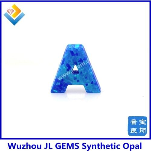 20pieces/lot) Free Shipping 10.5mm OP05 Dark Blue Synthetic Opal A Letter Stone for Necklace Making with side hole
