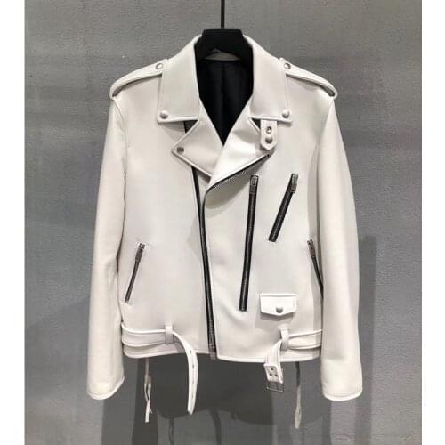 2021 Woman Coats Natural 100% Sheepskin Leather Female Jackets Motorcycle Leather Clothing Real Sheepskin Leather H325