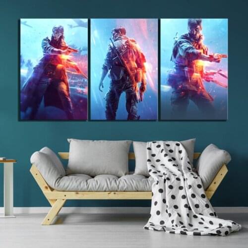 3 Piece Video Games Battlefield V Poster Paintings HD Soldier Pictures Canvas Art Decorative Paintings for Home Decor Wall Art