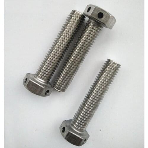 3pcs M8 stainless steel hexagon head with holes scrwes outer hex wear steels wire headed punch screw GB32.1 20mm-35mm long