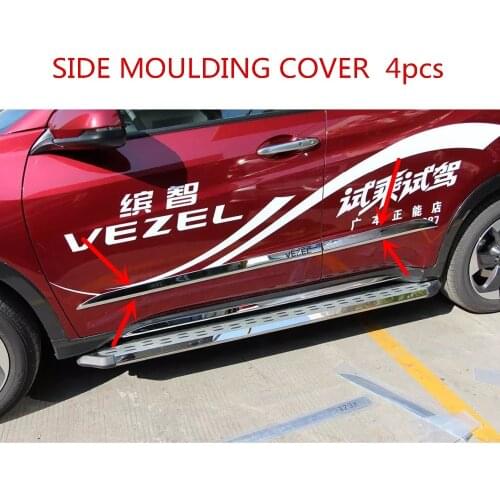 3D design For Honda Vezel 2014 2015 2016 2017 2018 ABS Chrome Body Side Moulding Cover Trim Kit Styling Accessories 4pcs