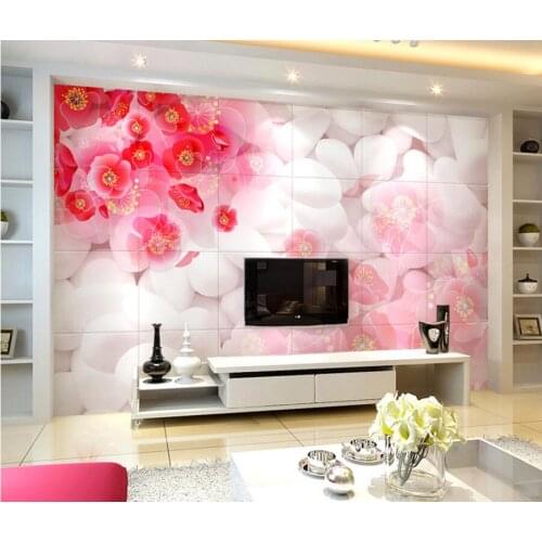 Custom 3d murals,the pebbles and red flowers papel de parede,hotel restaurant living room sofa TV wall wallpaper