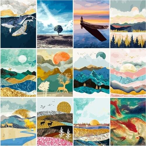 5D Diamond Painting Mountain Sunrise Landscape Full Diamond Mosaic Cross Stitch Needlework DIY Diamond Embroidery Gift Home Deco