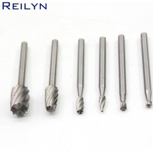 Free Shipping 6pc woodworking milling cutter woodworking graver carver bits rotary file set for dremel/rotary tool