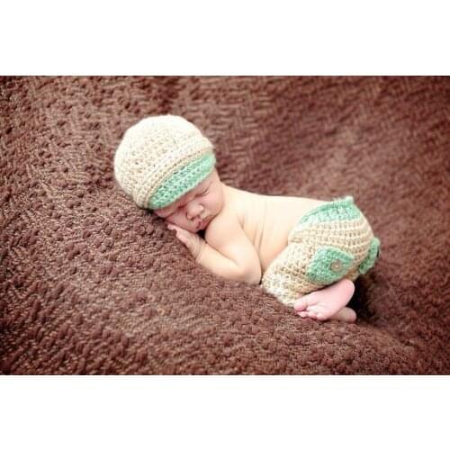 Free shipping, newborn hat ,crochet Baby Newsboy hat with pants baby sets Newborn crochet Photography Prop size:0-1m,3-4m