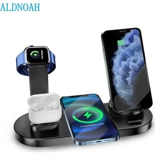 4 in 1 Wilreless Charger Dock Station for AirPods Pro Apple Watch 6 5 4 3 2 Fast Charging Stand for iPhone 12 11 X XR XS 8
