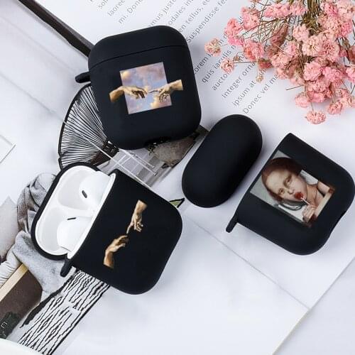 Mona Lisa David Statue Lines Abstract Art Case For AirPods 2 1 Pro Black Silicone Wireless Bluetooth Earphone Box Matte Cover