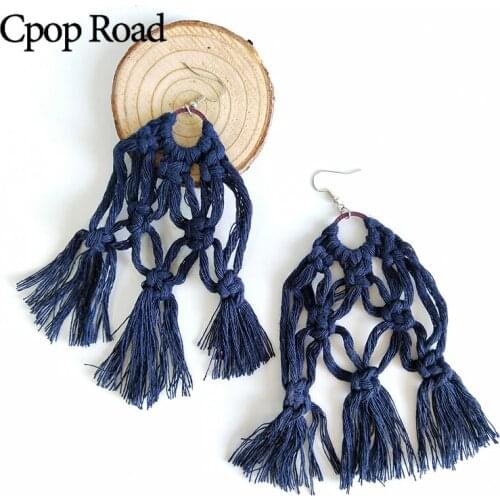 Cpop New Handmade Weave Long Macrame Earring Boho Elegant Tassel Earring Bridesmaid Jewelry Accessories Gift Hot Sale Wholesale