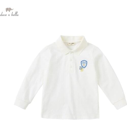 DKY18597 dave bella autumn 5Y-13Y kids clothes children fashion letter T-shirt boys high quality fashion tees