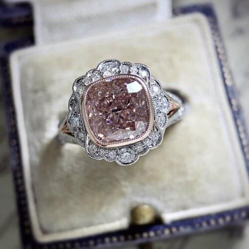 Hot Sale New Rose Gold Plated Double Powder Moissanite Ring