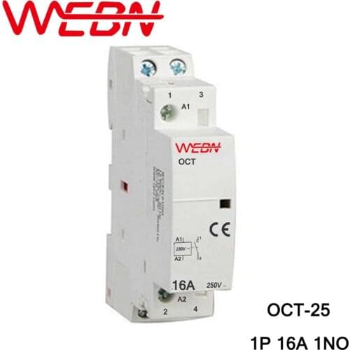 OCT Series AC Household Contactor 230V 50/60Hz 1P 16A 1NO One Normal Open Din Rail Contactor