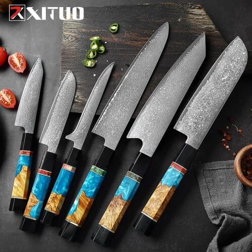 XITUO 6 PCS Kitchen Knife Set Japanese VG10 Steel Chef Santoku Boning Knives ECO Friendly Pro Cooking Tools Best Gift For Chef