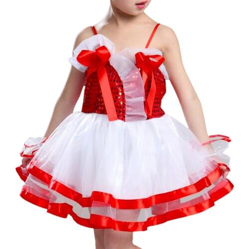 New Summer Kids Girls Dance Suspender Veil Dress with Bowknot Sequins Jazz Modern Dance Dress Children Stage Performance Costume