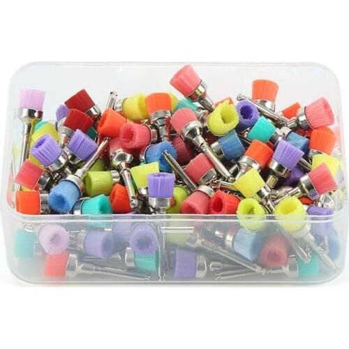 Disposable Flat Type Dental Nylon Polishing Brush With Storage Case Polishing Polisher Prophy Brushes Beauty Tools 100PCS/box