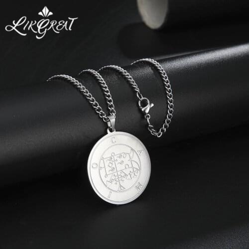 LIKGREAT Great President Camio Pendant Necklace Women Men Stainless Steel Solomon Talisman Witchcraft Vintage Jewelry collier